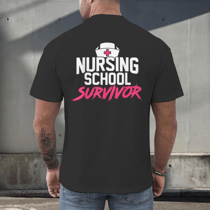 Nursing School Survivor Shirt Graduation Party Tee Men's Back Print T-Shirt