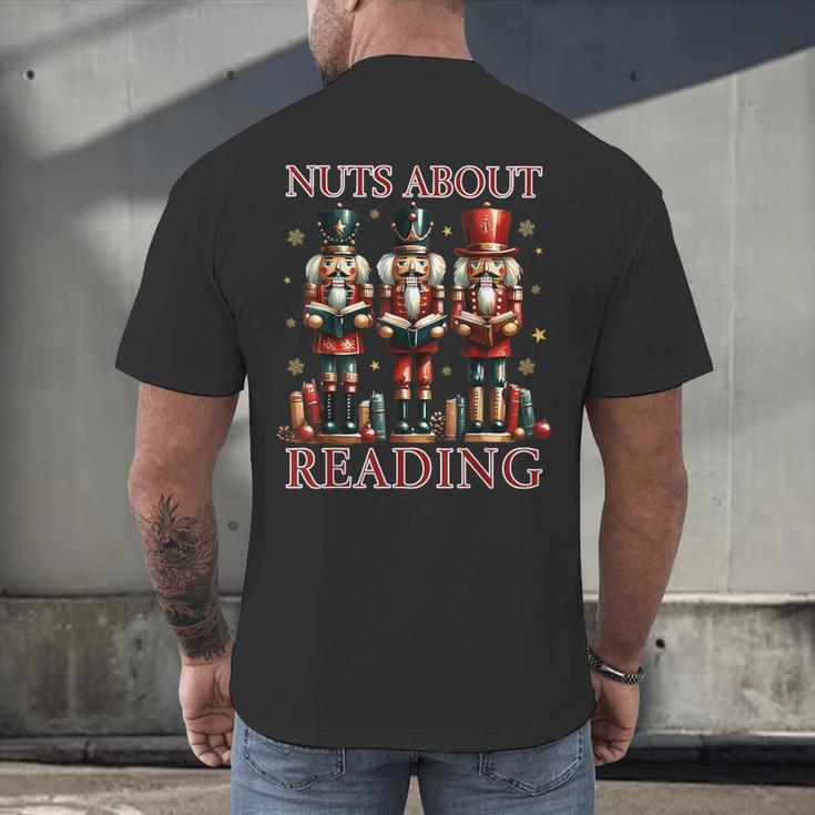 Nuts About Reading Nutcracker Reading Book Lover Christmas Men's Back Print T-Shirt