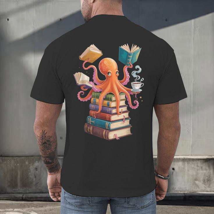 Octopus Book Reading Book Reader Ocean Octopus Men's Back Print T-Shirt