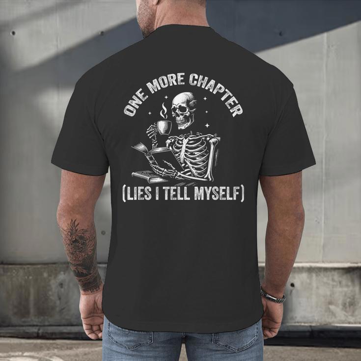 One More Chapter Skeleton Reading Book Lover Bookworm Men's Back Print T-Shirt