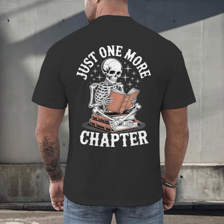 One More Chapter Skeleton Reading Books Lovers Readers Men's Back Print T-Shirt