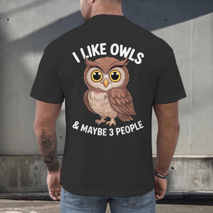 I Like Owls And Maybe 3 People Introvert Humor Casual Men's Back Print T-Shirt I Like Owls And Maybe 3 People Introvert Humor Casual Men's Back Print T-Shirt
