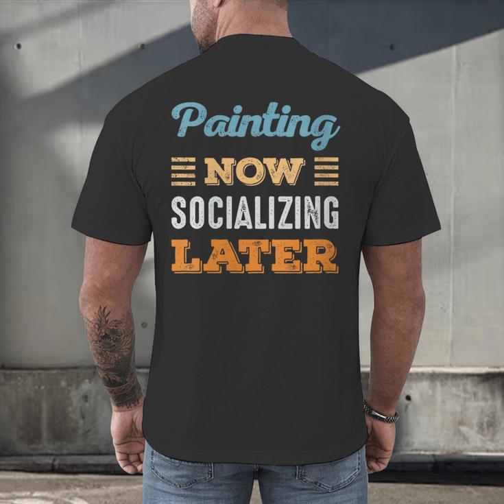 Painting Now Minimal Socializing Introvert Vintage Men's Back Print T-Shirt