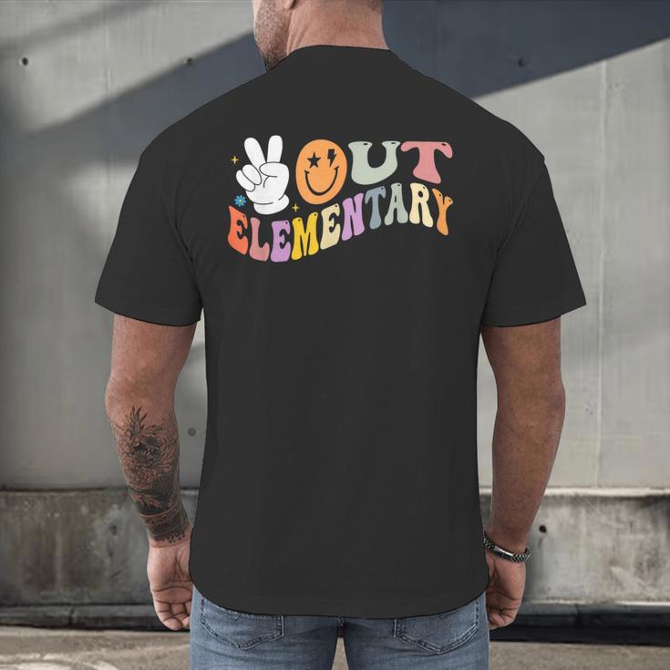Peace Out Elementary Graduation Graduate Class Of 2025 Men's Back Print T-Shirt