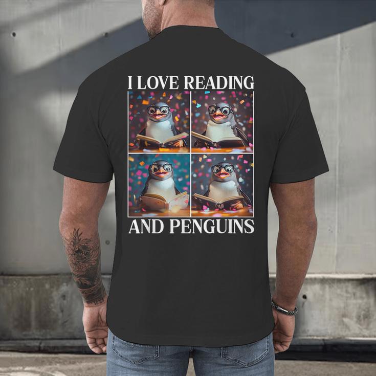 Penguin Love Reading And Penguins Child Book Lover Men's Back Print T-Shirt