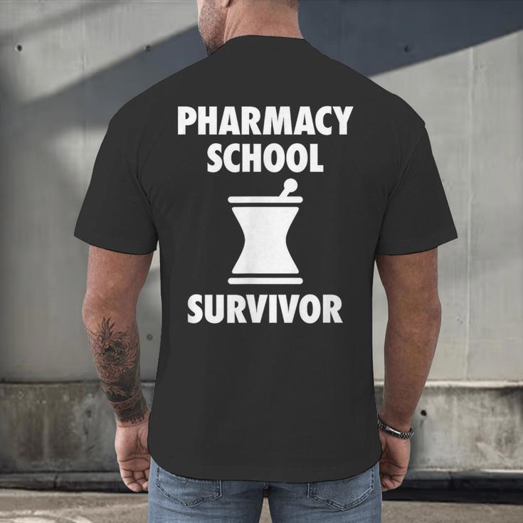 Pharmacy School Survivor PharmD Graduation T-Shirt Men's Back Print T-Shirt