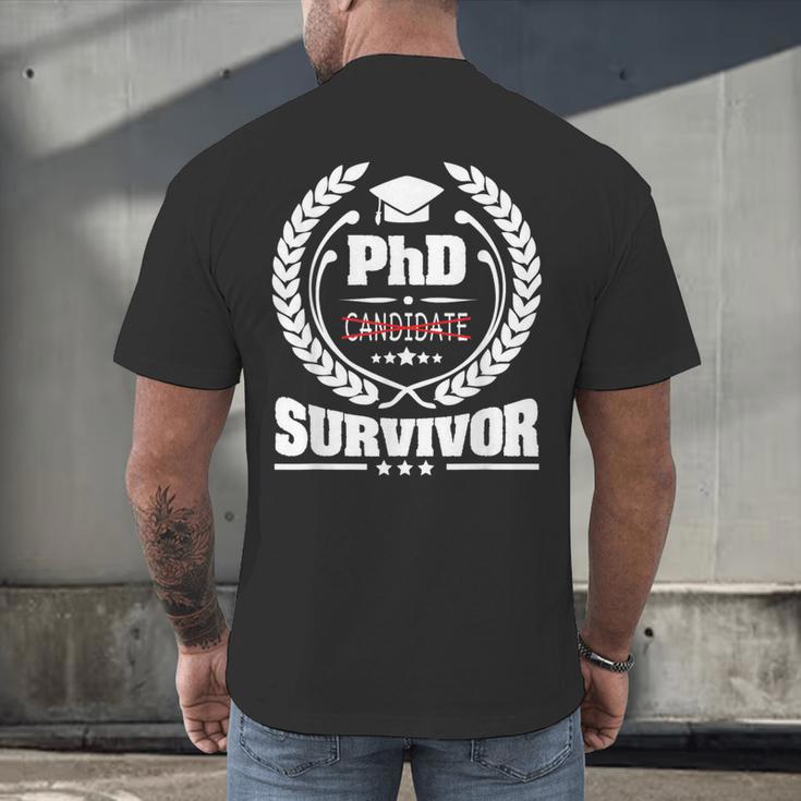 PhD Survivor Doctorate Graduate Shirt Graduation Men's Back Print T-Shirt