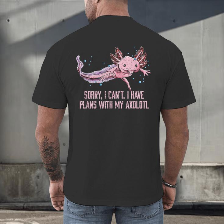 I Have Plans With My Axolotl Salamander Introvert Men's Back Print T-Shirt I Have Plans With My Axolotl Salamander Introvert Men's Back Print T-Shirt