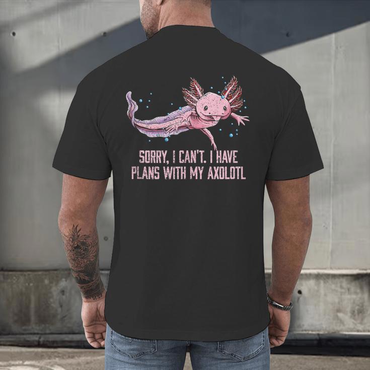 I Have Plans With My Axolotl Salamander Introvert Men's Back Print T-Shirt I Have Plans With My Axolotl Salamander Introvert Men's Back Print T-Shirt