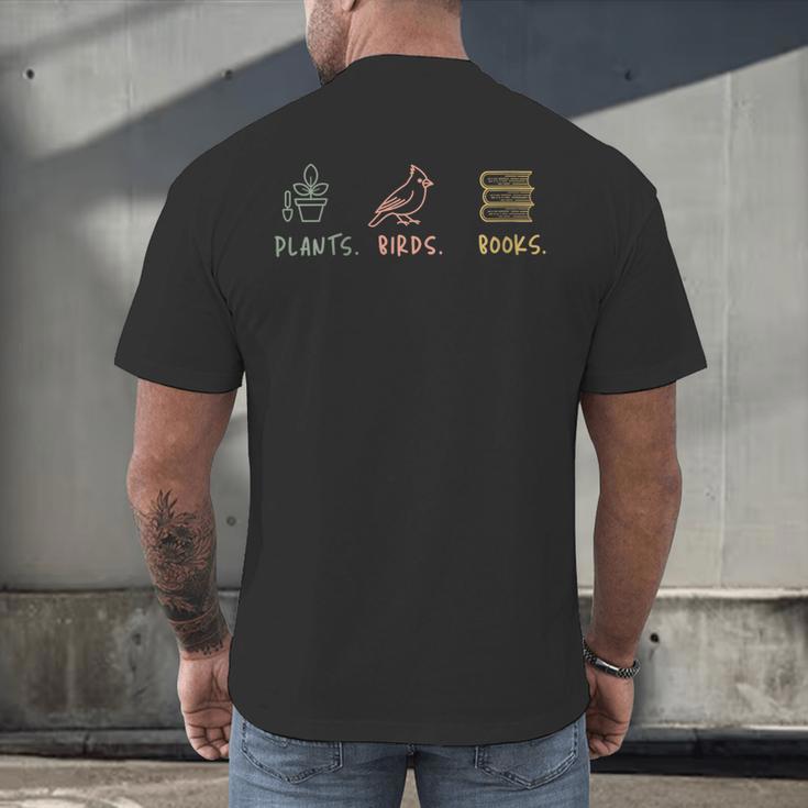 Plants Birds Books Lover Bird Watching Outfit For Bird Nerd Men's Back Print T-Shirt