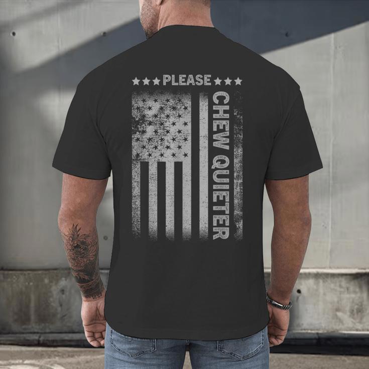 Please Chew Quieter Introvert USA Flag Vintage Men's Back Print T-Shirt Please Chew Quieter Introvert USA Flag Vintage Men's Back Print T-Shirt