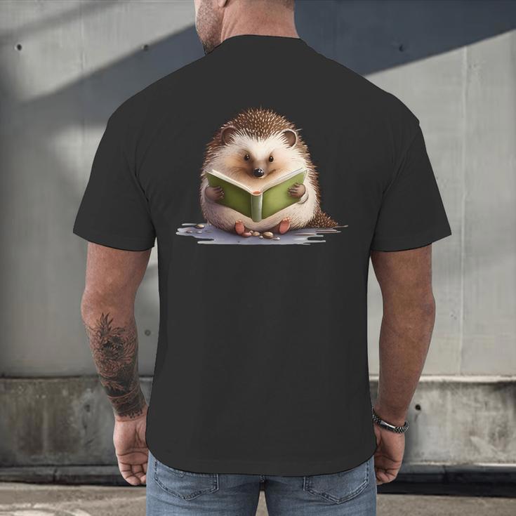 Porcupine Reading Book Hedgehog Book Lover Men's Back Print T-Shirt