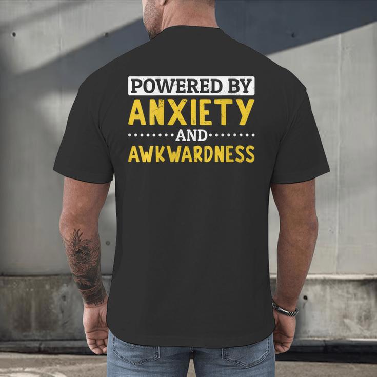 Powered By Anxiety And Awkwardness Social Anxiety Introverts Men's Back Print T-Shirt Powered By Anxiety And Awkwardness Social Anxiety Introverts Men's Back Print T-Shirt