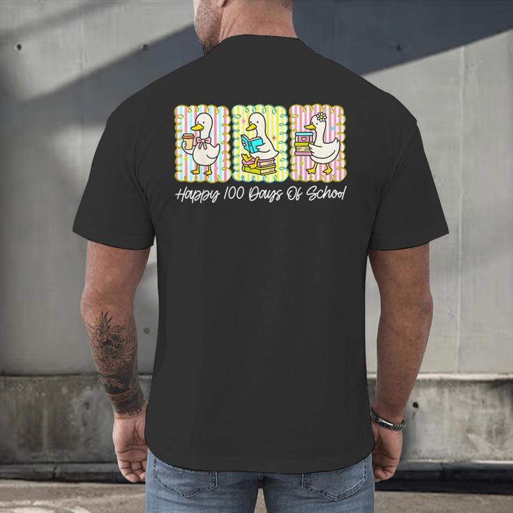 Preppy 100 Days Of School Goose Coffee Books Teacher Life Men's Back Print T-Shirt Preppy 100 Days Of School Goose Coffee Books Teacher Life Men's Back Print T-Shirt