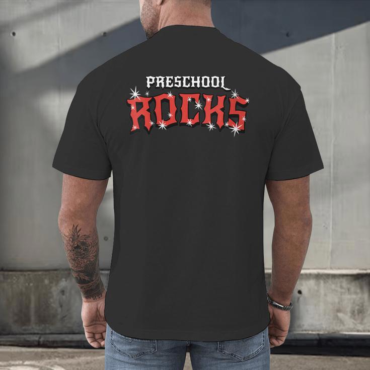 Preschool Rocks Back To School Graduation Teacher Student Men's Back Print T-Shirt