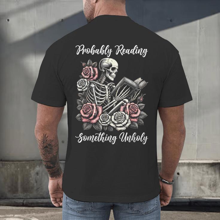 Probably Reading Something Unholy Book Lovers Men's Back Print T-Shirt