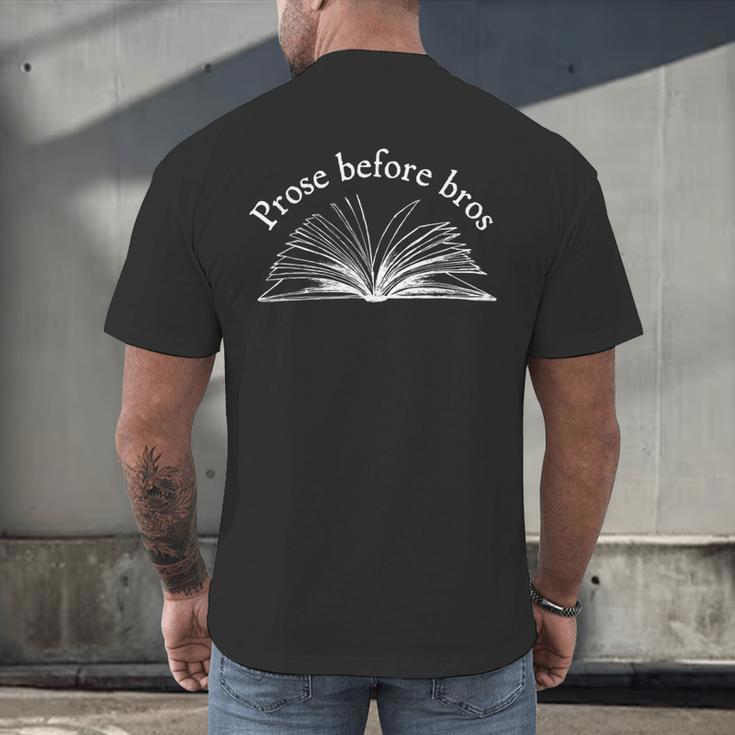 Prose Before Bros Book Lover Literary Reading Men's Back Print T-Shirt