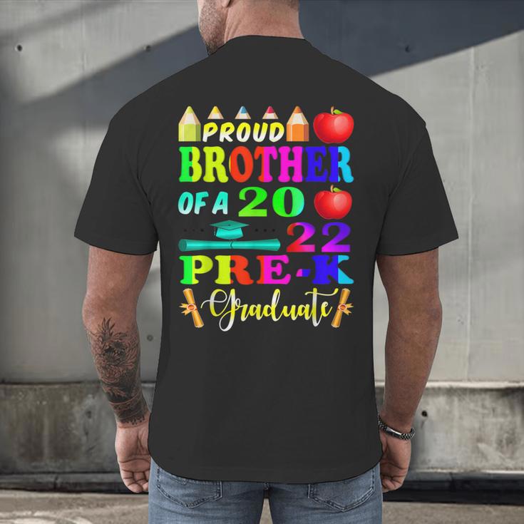Proud Brother Of 2022 Pre K Graduate Graduation Men's Back Print T-Shirt