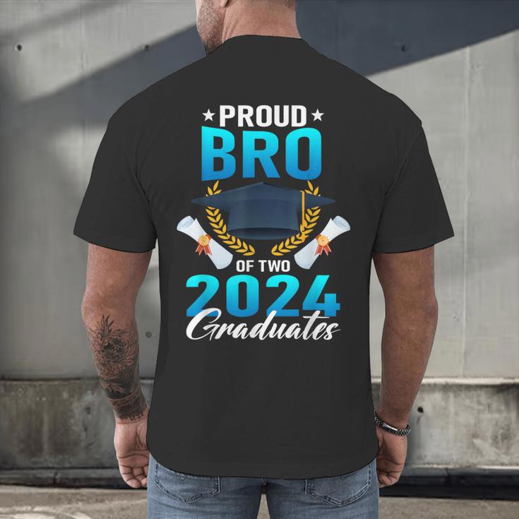 Proud Brother Of Two 2024 Graduates Twin Family Graduation Men's Back Print T-Shirt
