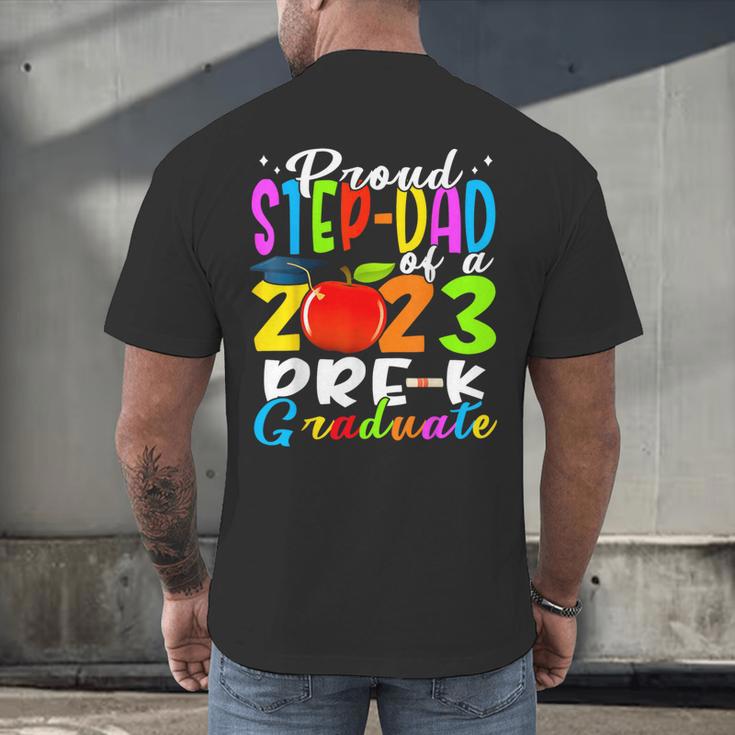 Proud Step-Dad Of 2023 Pre-K Graduate Fathers Day Graduation Men's Back Print T-Shirt