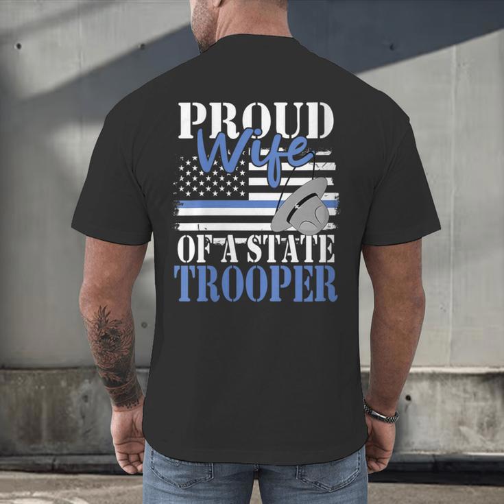 Proud Wife Of a State Trooper Police Officer Graduation Men's Back Print T-Shirt