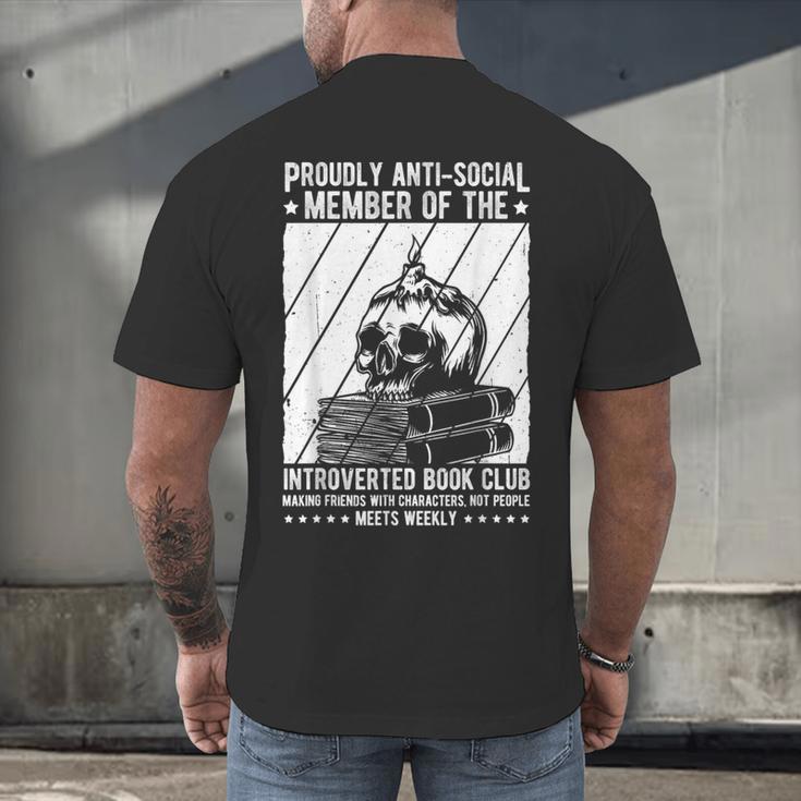 PROUDLY ANTI-SOCIAL MEMBER OF THE Introverted Book Club Men's Back Print T-Shirt PROUDLY ANTI-SOCIAL MEMBER OF THE Introverted Book Club Men's Back Print T-Shirt