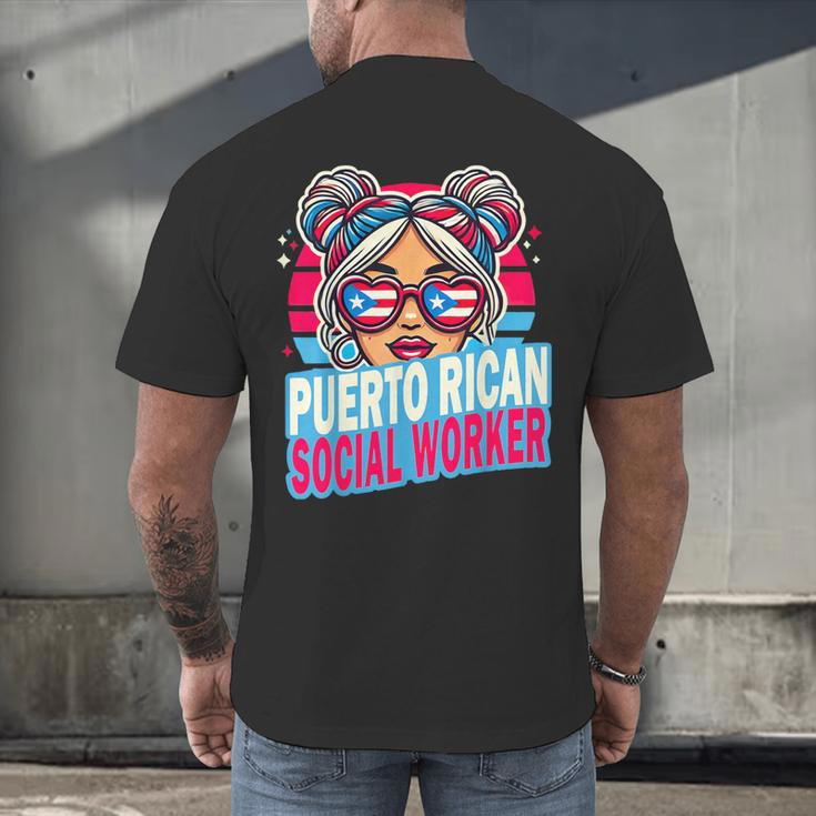 Puerto Rican Latina Social Worker MSW Masters Graduation Men's Back Print T-Shirt