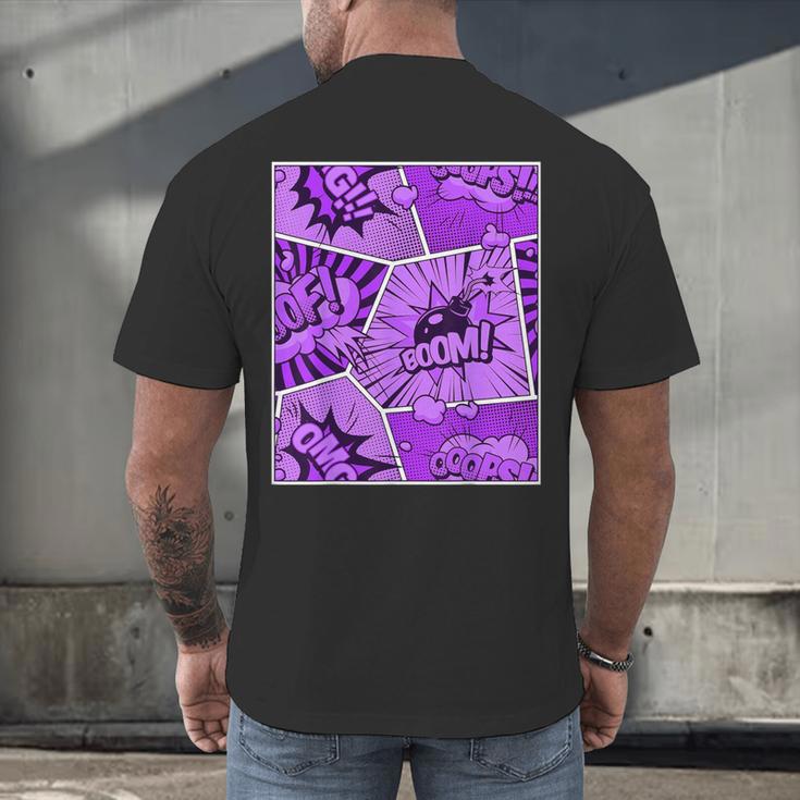 Purple Comic Book Purple Color Graphic Men's Back Print T-Shirt Purple Comic Book Purple Color Graphic Men's Back Print T-Shirt