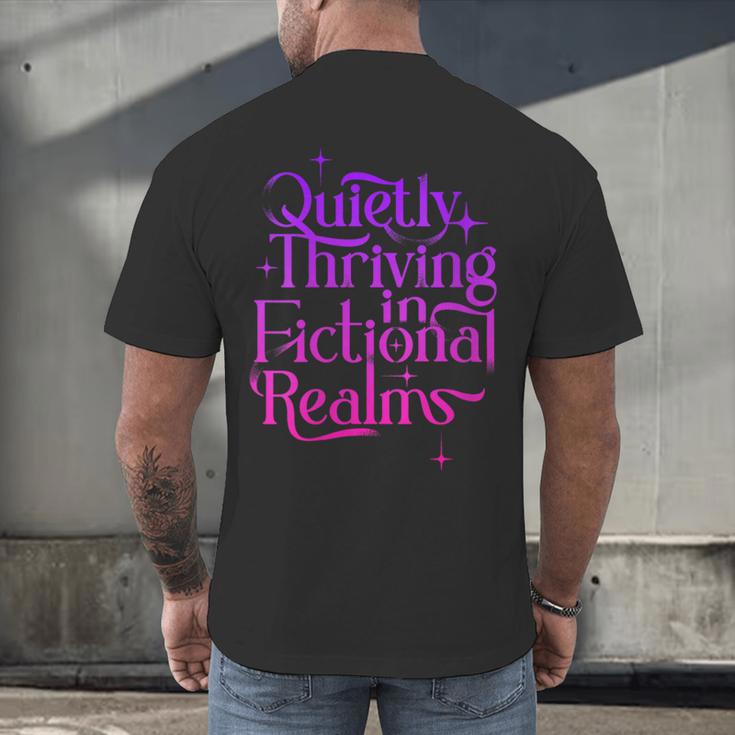 Quietly Thriving In Fictional Realms Book Lovers Men's Back Print T-Shirt