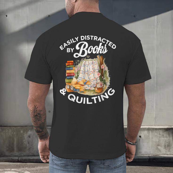 Quilting Sewing Machine Quilter Easily Distracted By Book Men's Back Print T-Shirt