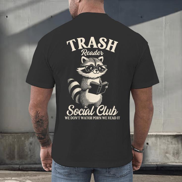 Raccoon Bookworm Readers Library Smut Reader Spicy Book Romance Rash Reader Social Club Men's Back Print T-Shirt