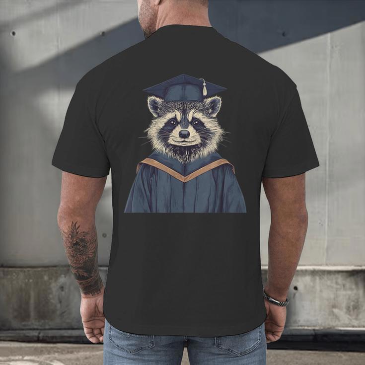 Raccoon Graduation Men's Back Print T-Shirt