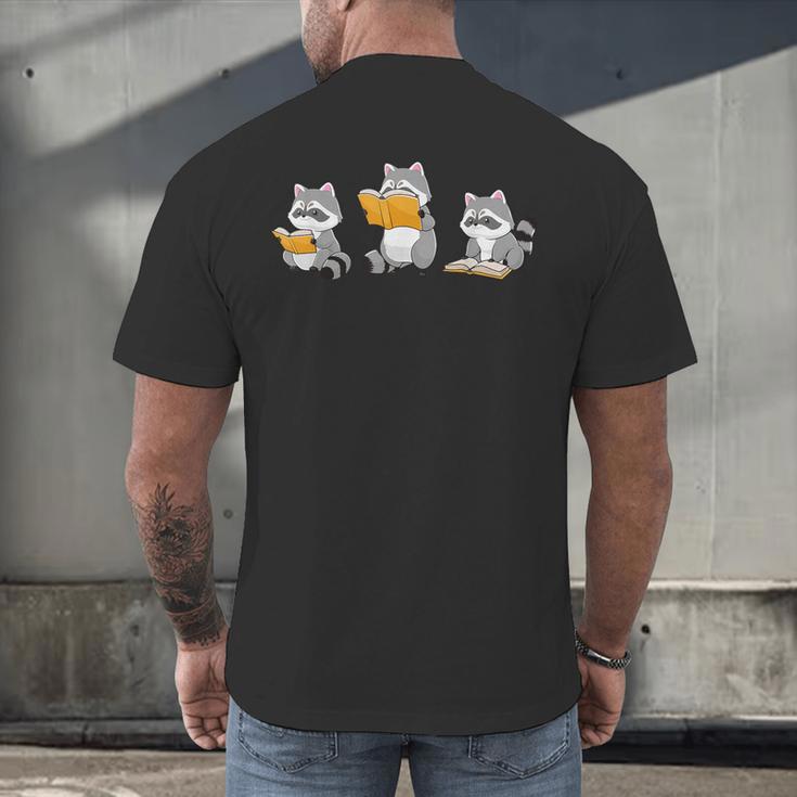 Raccoons Reading Books Raccoon Bookish Bookworm Raccoon Book Men's Back Print T-Shirt