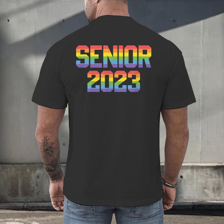Rainbow LGBT Pride Senior 2023 Graduation Men's Back Print T-Shirt