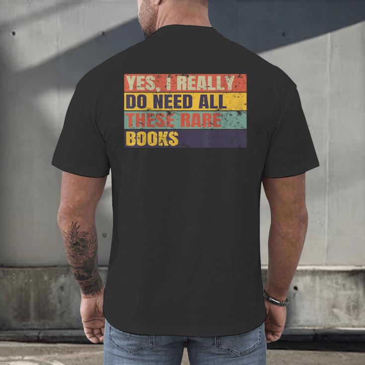 Rare Book Collector Antiquarian Antique Books Collecting Men's Back Print T-Shirt