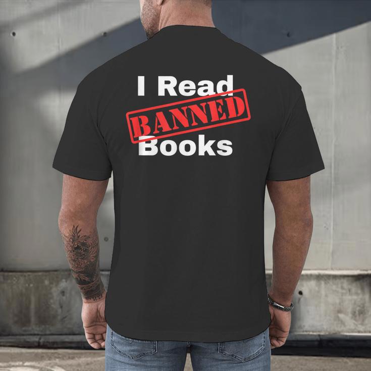 I Read Banned Books Censored Red Stamp Reading Librarian Men's Back Print T-Shirt