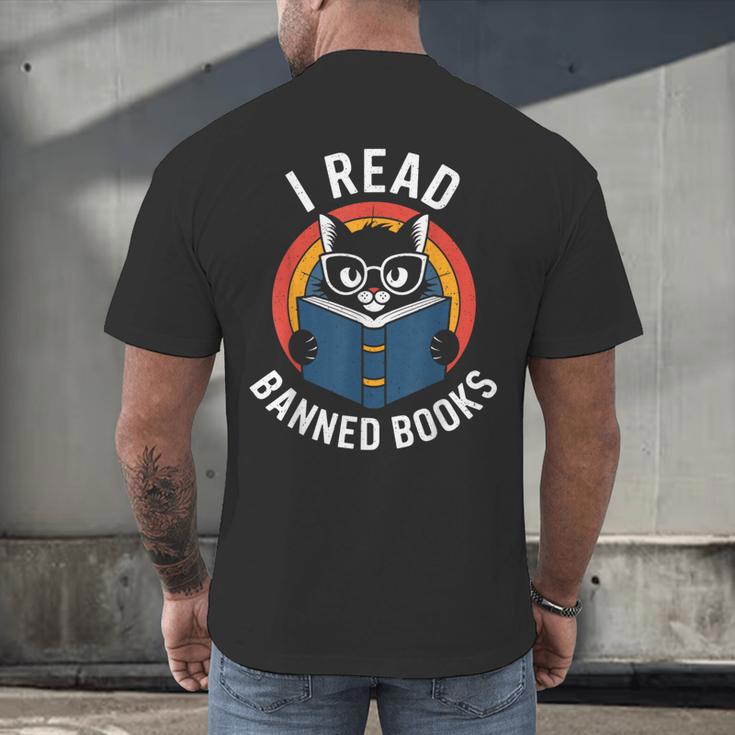 I Read Banned Books For Men Women Cat Banned Books Men's Back Print T-Shirt I Read Banned Books For Men Women Cat Banned Books Men's Back Print T-Shirt
