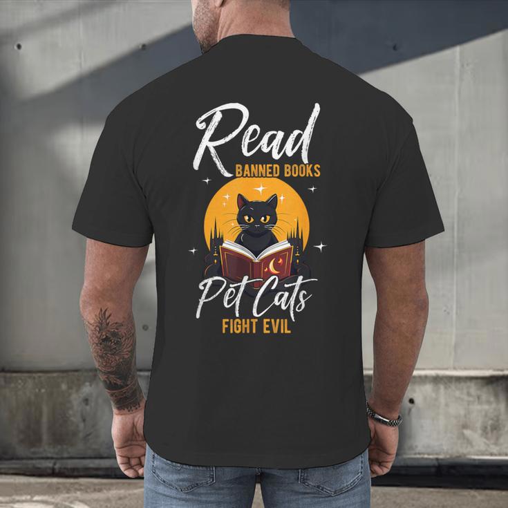 Read Banned Books Pet Cats Fight Evil Read Banned Reader Men's Back Print T-Shirt