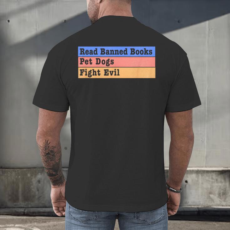 Read Banned Books Pet Dogs Fight Evil Men's Back Print T-Shirt Read Banned Books Pet Dogs Fight Evil Men's Back Print T-Shirt