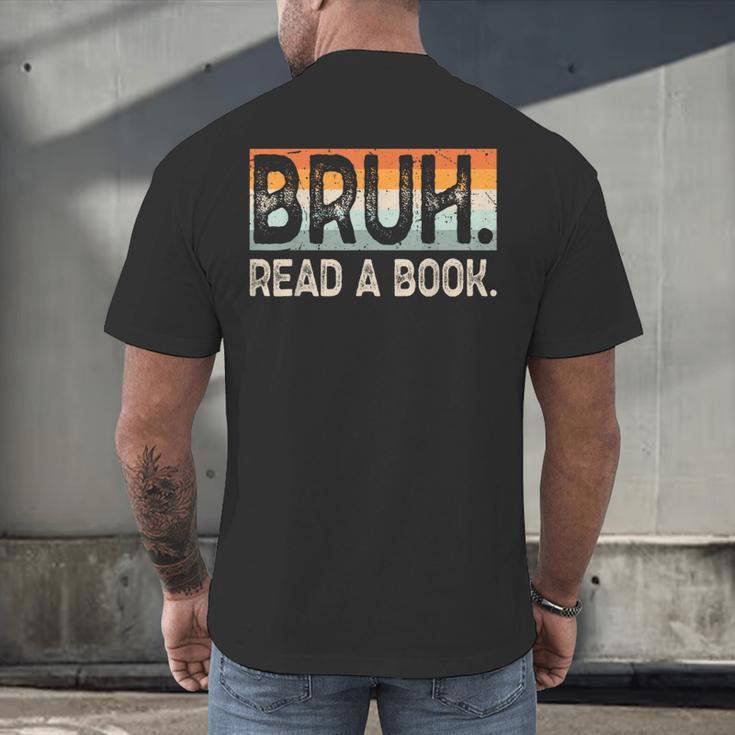 Read A Book Bruh Cool Ela English Teacher Reading Literature Men's Back Print T-Shirt Read A Book Bruh Cool Ela English Teacher Reading Literature Men's Back Print T-Shirt