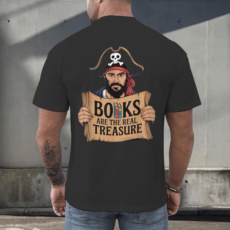 Read Book Reader Library Reading Librarian Pirate Bookworm Men's Back Print T-Shirt Read Book Reader Library Reading Librarian Pirate Bookworm Men's Back Print T-Shirt