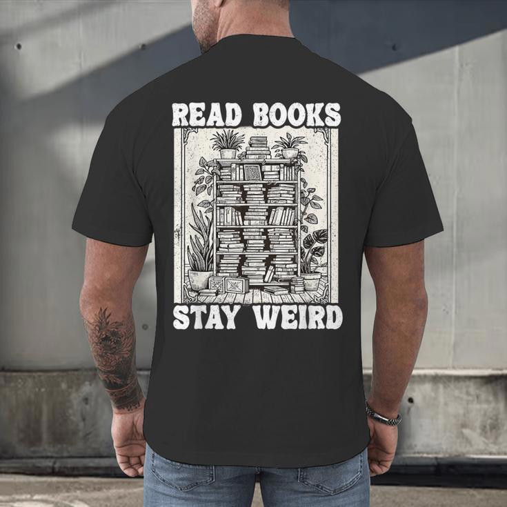 Read Books Stay Weird Introvert Book Lover Book Men's Back Print T-Shirt Read Books Stay Weird Introvert Book Lover Book Men's Back Print T-Shirt