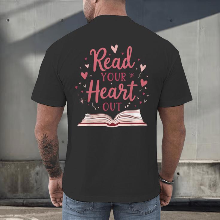 Read Your Heart Out Book Escape Into Stories Men's Back Print T-Shirt Read Your Heart Out Book Escape Into Stories Men's Back Print T-Shirt