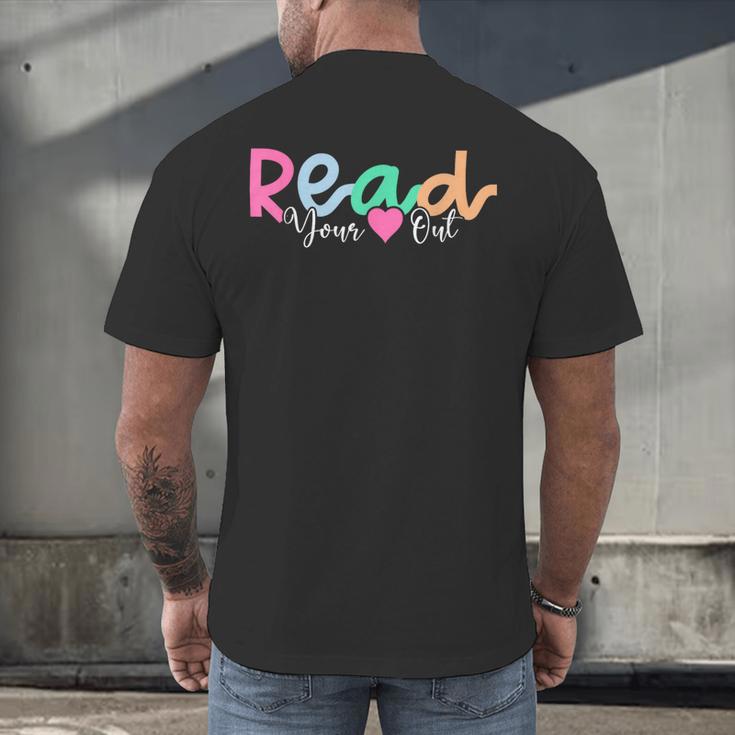 Read Your Heart Out Reading Librarian Book Across America Men's Back Print T-Shirt