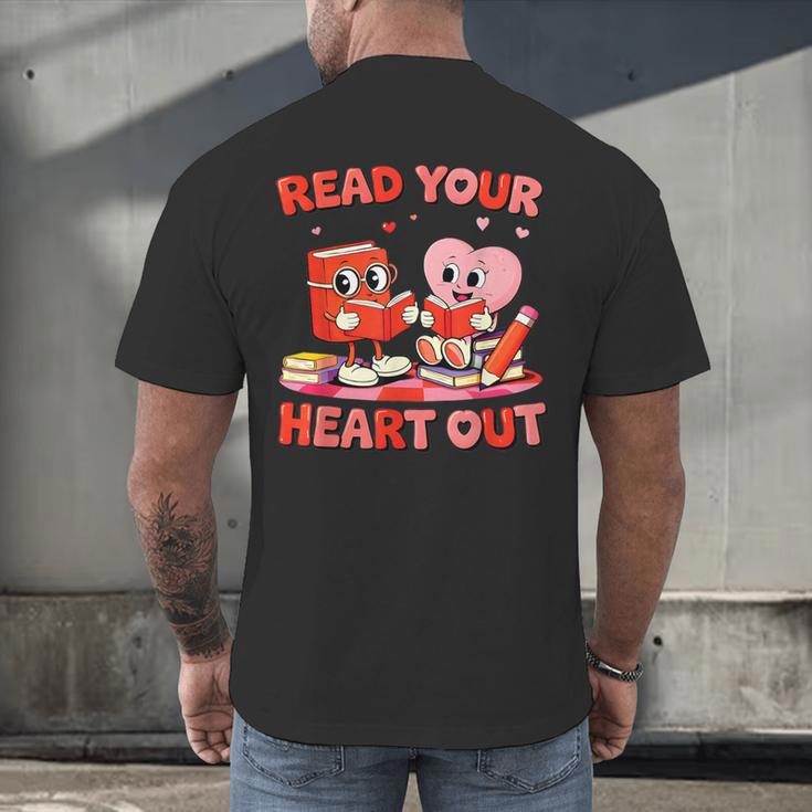 Read Your Heart Out Valentine Reading Book Girl Kid Teacher Men's Back Print T-Shirt