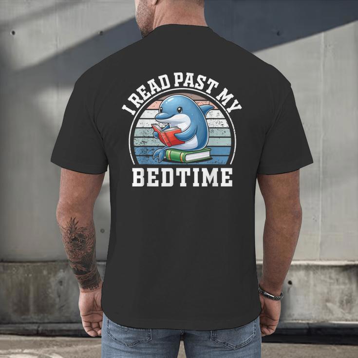 I Read Past My Bedtime Reading Dolphin Book Lover Men's Back Print T-Shirt I Read Past My Bedtime Reading Dolphin Book Lover Men's Back Print T-Shirt