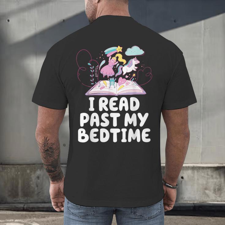 I Read Past My Bedtime Reading Unicorn Book Lover Men's Back Print T-Shirt