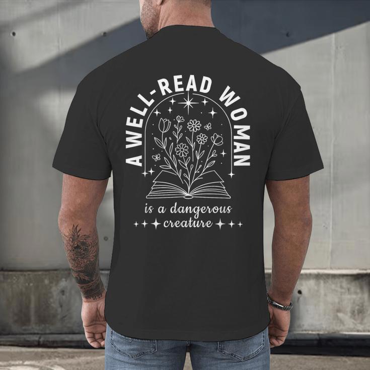 A Well Read Woman Book Lover Literary Quote Men's Back Print T-Shirt