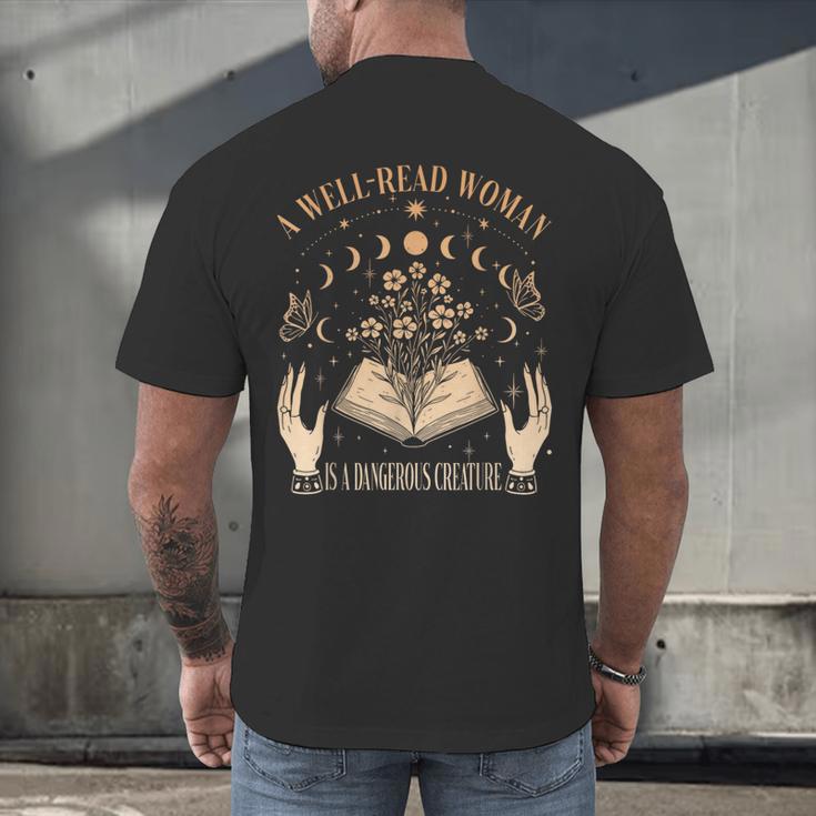 A Well Read Woman Is A Dangerous Creature Reading Book Lover Men's Back Print T-Shirt