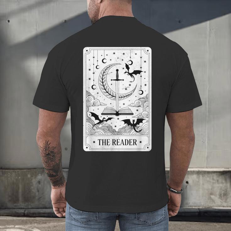 The Reader Tarot Card Bookworm Books Lover Dragon Librarians Men's Back Print T-Shirt The Reader Tarot Card Bookworm Books Lover Dragon Librarians Men's Back Print T-Shirt